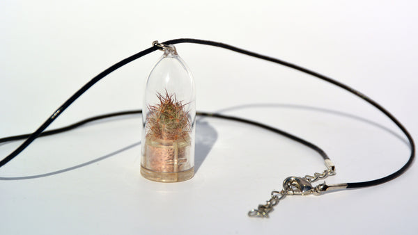 Arizona Cactus Live Necklace Plant - Leather Cowhide Necklace